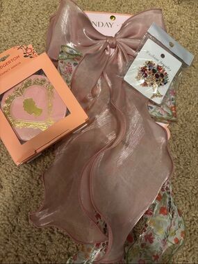 Sheer Pink Bow Hair Scarf